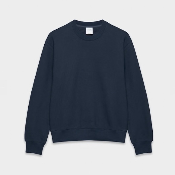 Aritzia Cozy Sweatfleece New Mega Crew Sweatshirt Navy Admiral Small - Picture 1 of 9